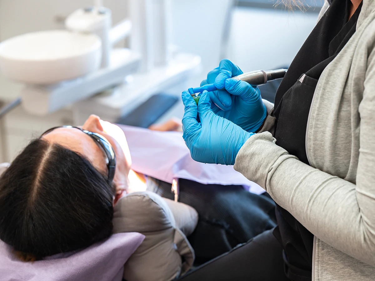 A patient receiving comfortable dental treatment